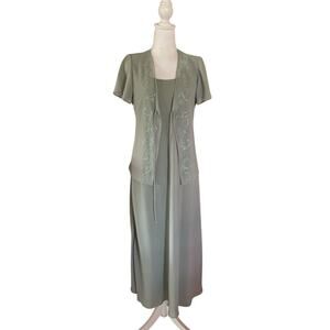 Positive Attitude Women's 2 Piece Light Green Polyester 4 Petite Maxi Dress